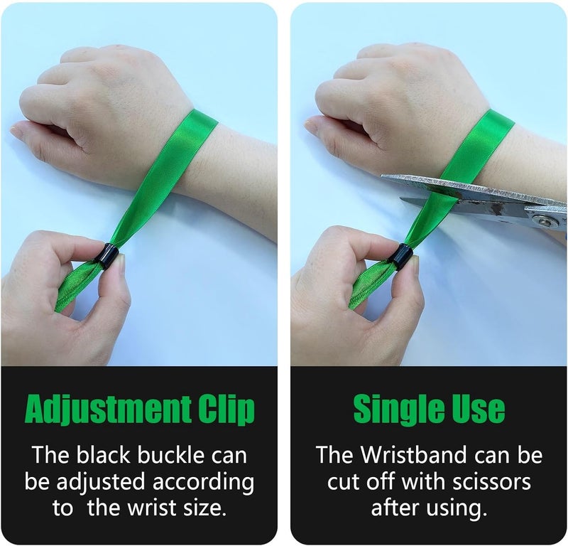 Comflora 100 Pcs Cloth Event Wristband, Disposable Wristbands for Events, Colored Wristbands Events,for Lightweight Concert,Club Entrance Wrist Strap Party Wristband Event (Color : Green1) - Image 4
