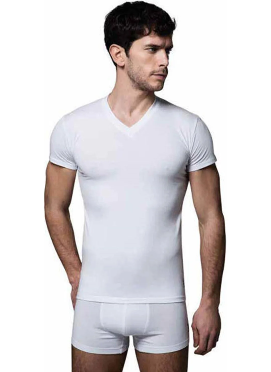 يو اس بولو اسن U.S Polo Men's 2-Piece Short Sleeve V-Neck Undershirt 80194