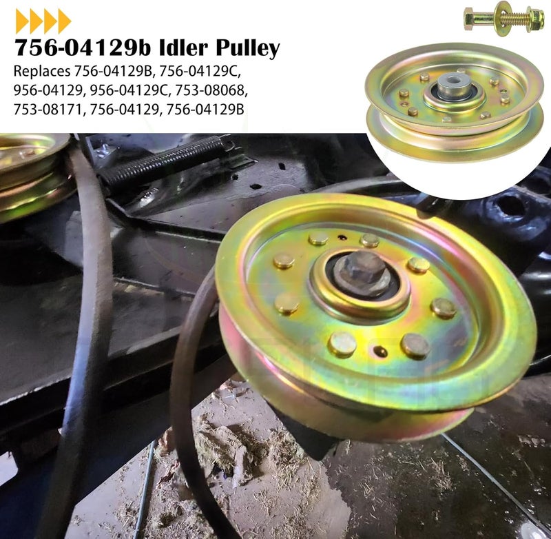 BOSFLAG 753-08171 Idler Pulley Kit Replaces 756-04129, 756-04129B, 756-04129C, 956-04129, 956-04129B, 956-04129C, 753-08068, 753-08068A for Cub Cadet RZT50, RZT54, LTX1050, LTX1040 LT2000 Tractors - Image 2
