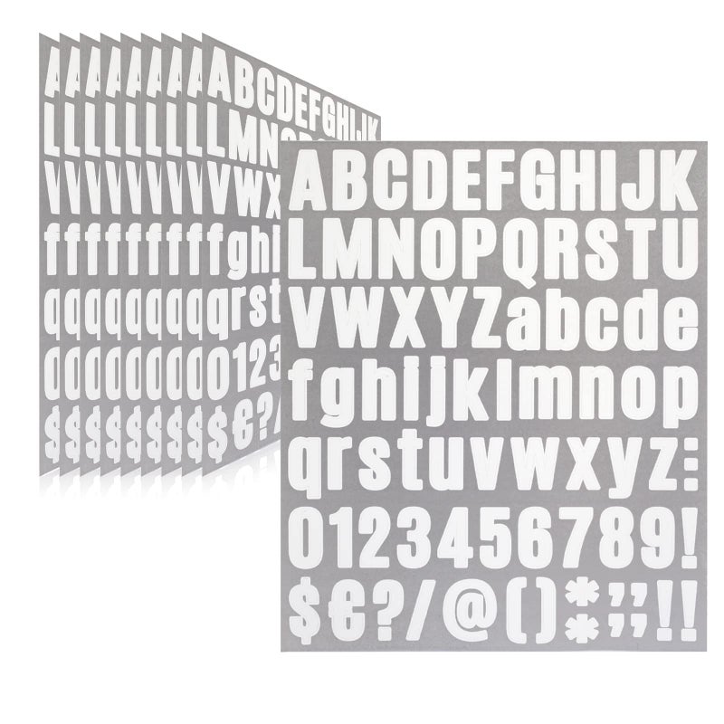 Llewyn 810 Pieces 10 Sheets Letter StickersSelf Adhesive Vinyl Waterproof Mailbox Numbers StickersAlphabet Number Stickers for MailboxWindowDoorSignAddress NumberBusiness1 Inch White 
