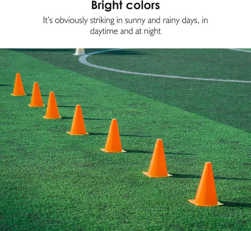 REEHUT 7.5 Inch Plastic Sport Training Traffic Cone (Set of 12, Orange) - Image 3