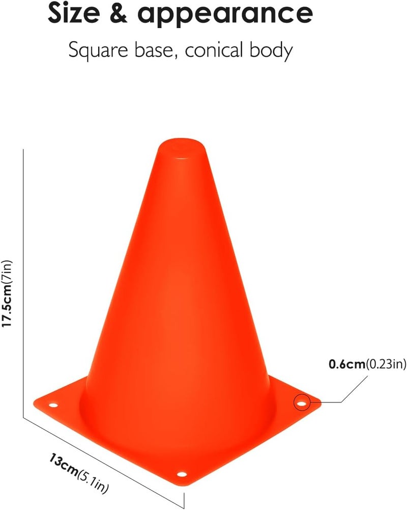 REEHUT 7.5 Inch Plastic Sport Training Traffic Cone (Set of 12, Orange) - Image 4
