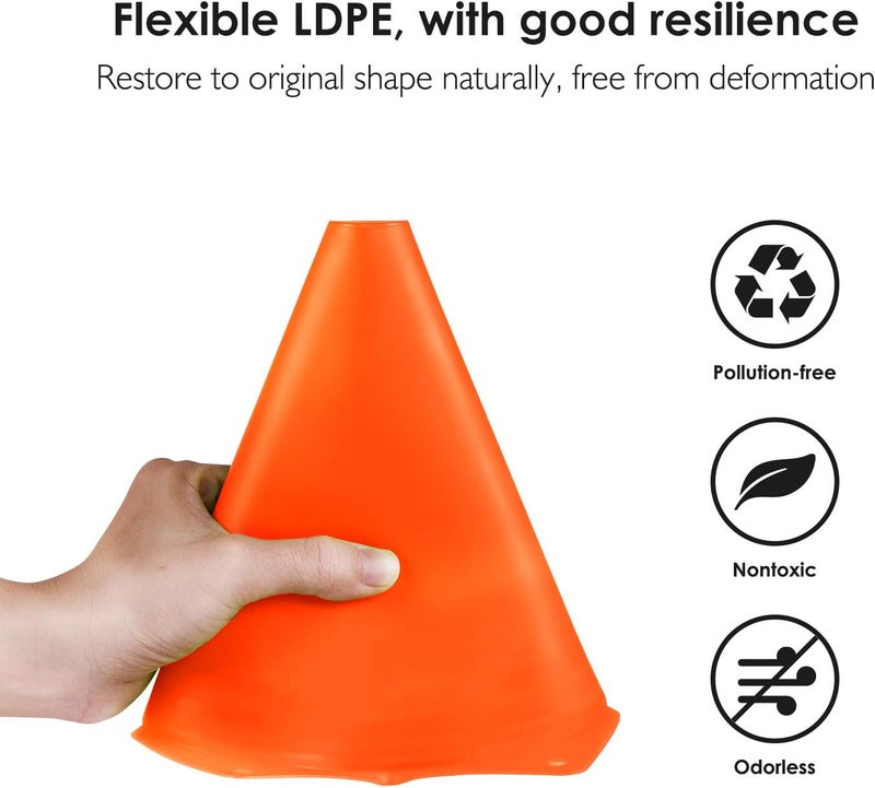 REEHUT 7.5 Inch Plastic Sport Training Traffic Cone (Set of 12, Orange) - Image 2