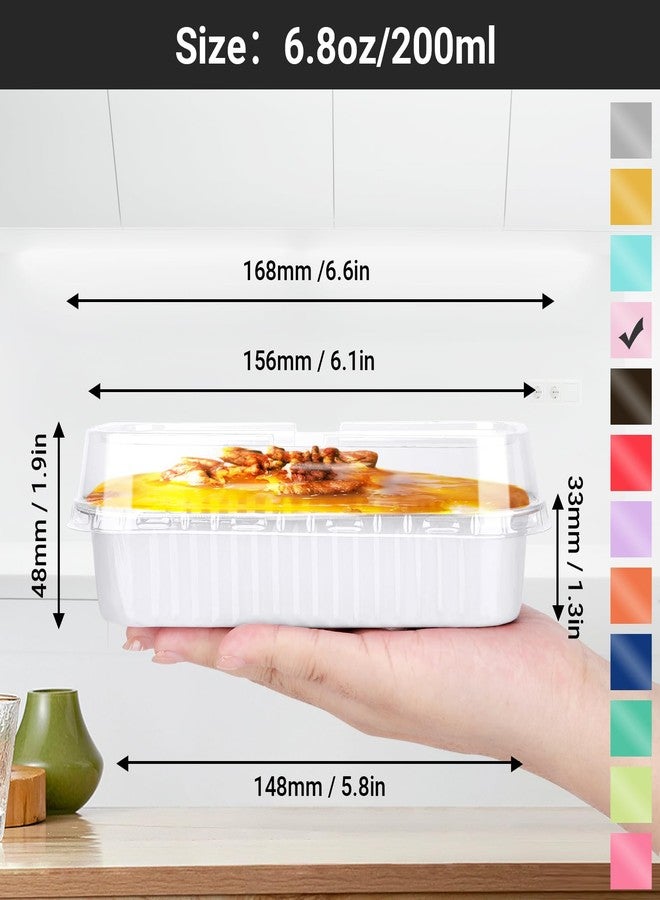 EUSOAR Disposable Ramekins, 50pcs 6.8oz White Mini Cake Loaf Pans with Lids, Aluminum Foil Ramekins Muffin Liners Baking Cups Containers Holders Creme Brulee Tins for Birthday Wedding Party - Image 2