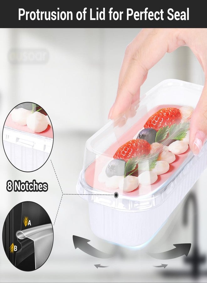 EUSOAR Disposable Ramekins, 50pcs 6.8oz White Mini Cake Loaf Pans with Lids, Aluminum Foil Ramekins Muffin Liners Baking Cups Containers Holders Creme Brulee Tins for Birthday Wedding Party - Image 4