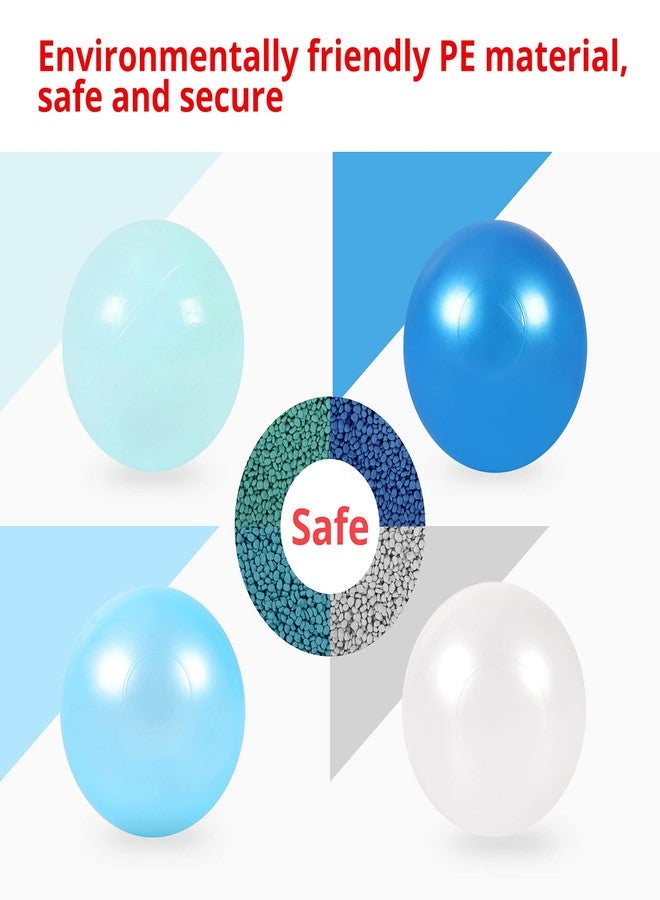 STARBOLO Ball Pit Balls Play Balls -50PCS Pearl 4 Blue Colors Ocean Balls BPA&Phthalate Free Non-Toxic Crush Proof Soft Plastic Ball Pit for Toddlers 1-3 Kids Birthday Pool Tent Party - Image 5