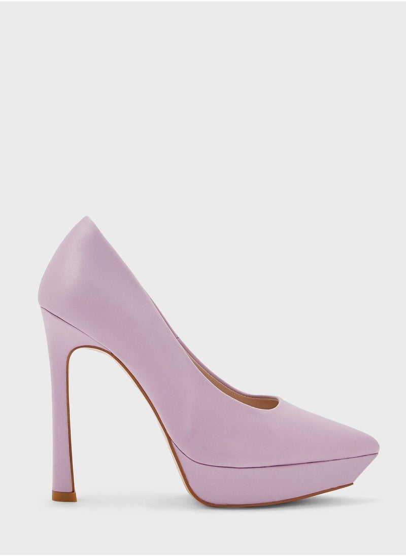 Ginger - Satin Platform Pointed Pump - Image 1
