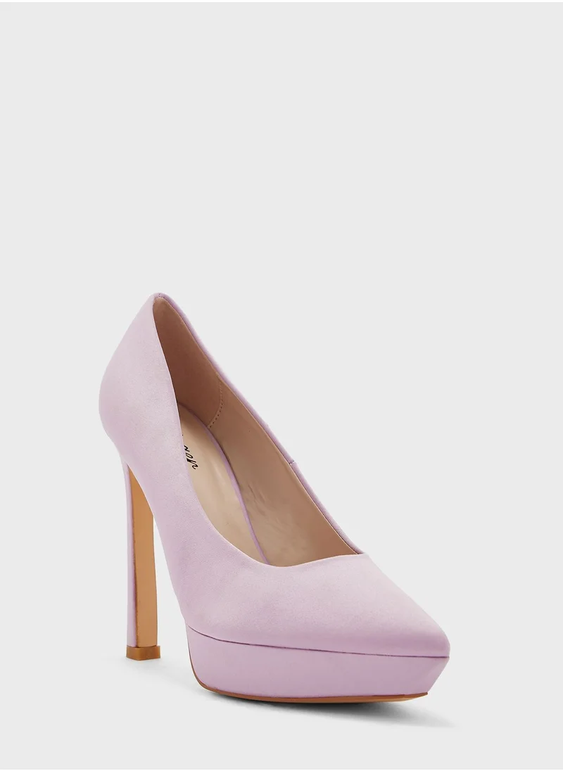 Ginger Satin Platform Pointed Pump