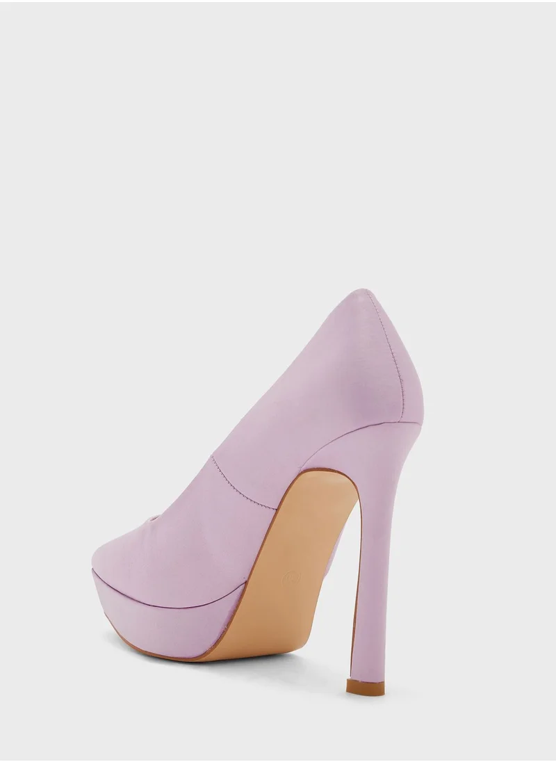 Ginger Satin Platform Pointed Pump