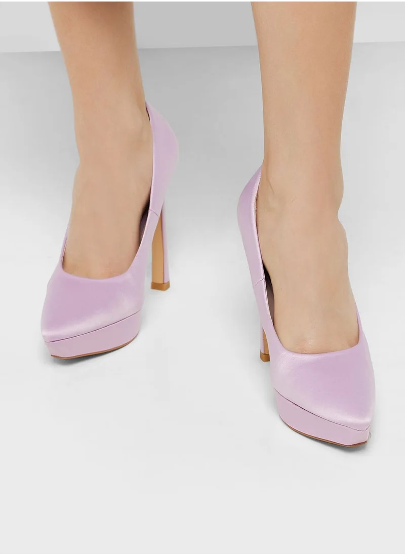 Ginger Satin Platform Pointed Pump