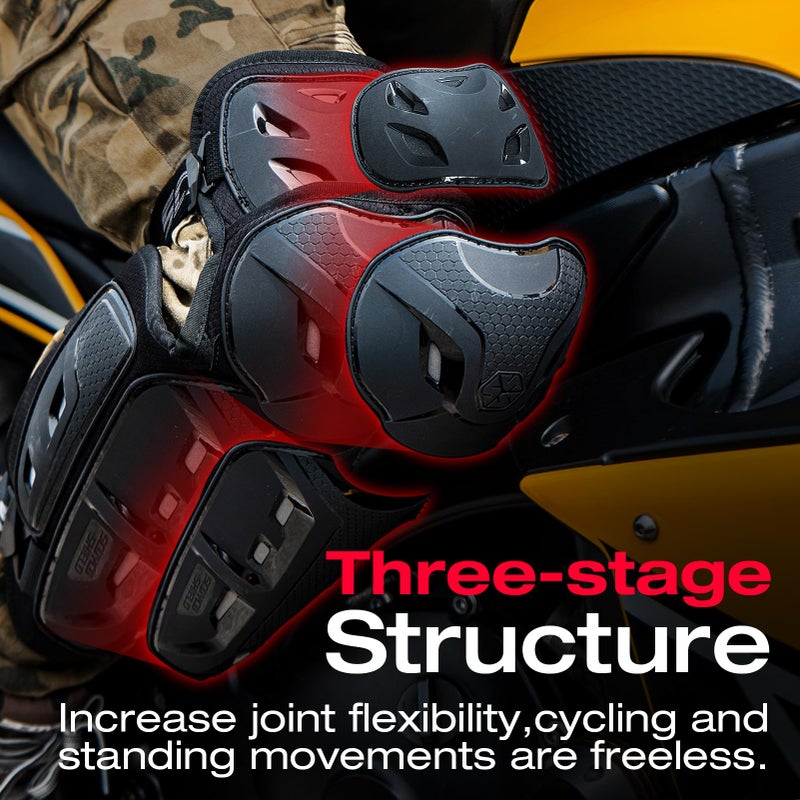 SCOYCO Motorcycle Knee Pads for Men - CE Level 1 Motocross Knee and Elbow Guards Protective Gear Armor with 45Â°-180Â° Knee Flexibility Design Adjustable Elastic Band - Image 5
