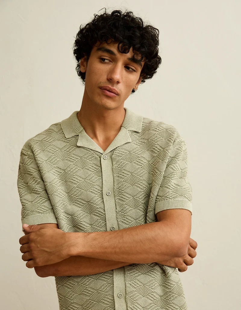 American Eagle AE Garment-Washed Sweater Polo
