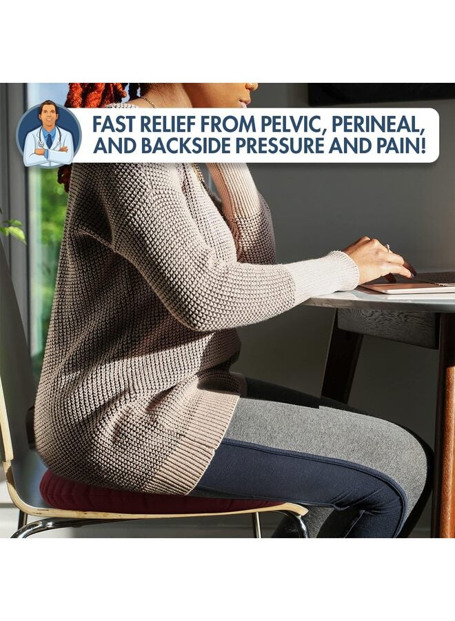 وسادة دونات - وسادة دونات قابلة للنفخ مقاس 18 بوصة لتخفيف آلام عظم الذنب - وسادة مقعد على شكل دونات للبواسير وقرح الفراش والتهاب البروستاتا - من الفلانيل الرمادي والفينيل (اللون: أحمر) - Image 5