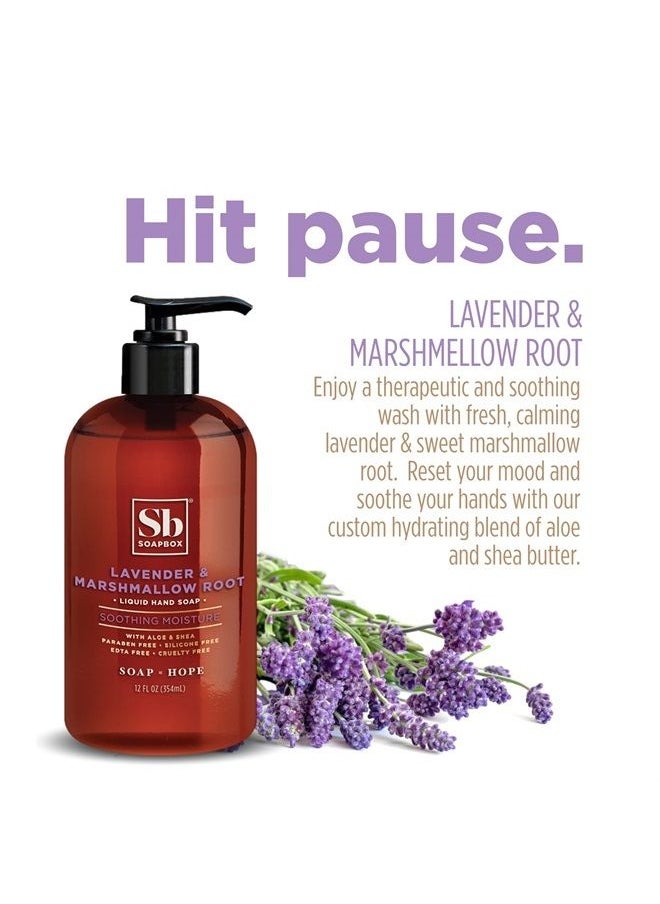 Soapbox - Liquid Hand Soap, Lavender & Marshmallow Root - Gentle, Moisturizing Hand Cleanser, Vegan & Cruelty Free Hand Wash for Kitchen and Bathroom, 12oz Pump Bottles (Pack of 3) - Image 1