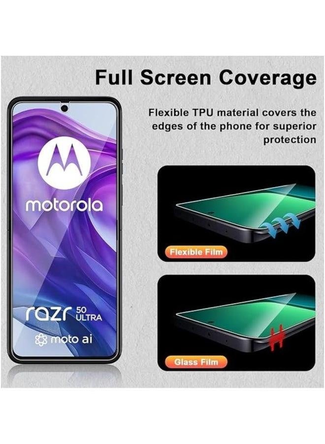 Compatible with Motorola Moto Razr 50 Ultra 2024 Screen Protector, 4 Pack Flexible Protector (2 Pcs Front + 2 Inside), HD Transparent TPU Anti-Scratch - Image 4