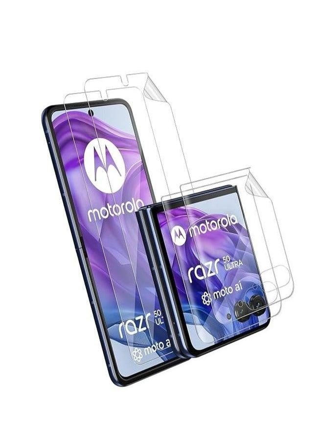 Compatible with Motorola Moto Razr 50 Ultra 2024 Screen Protector, 4 Pack Flexible Protector (2 Pcs Front + 2 Inside), HD Transparent TPU Anti-Scratch - Image 1