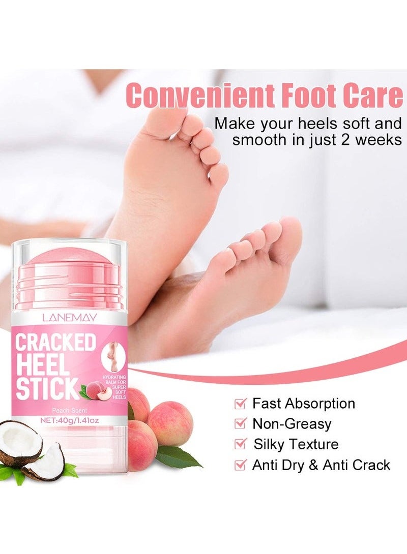 LANEMAY Cracked Heel Repair Balm Stick for Dry Cracked Feet Treatment, Moisturizing Heel Balm Rolls On So No Mess Like Foot Cream or Foot Lotion, Rescues Cracked Feet, honey peach - Image 5
