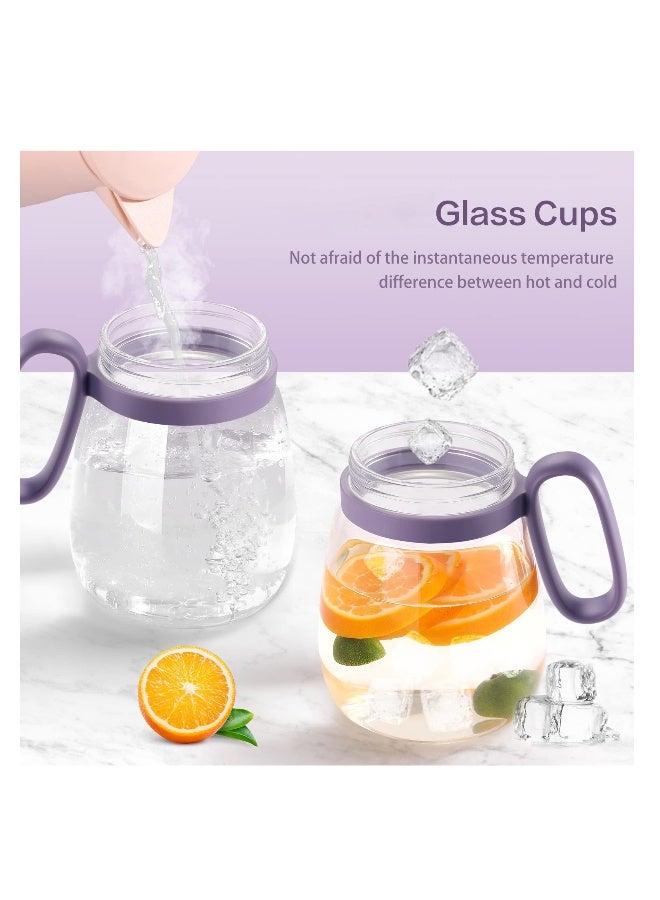 Water Glass, 29 oz Reusable Wide Mouth Smoothie Coffee Glass Water Bottles with Handle, Tea Infuser and Cartoon Straw Cover  - Image 5