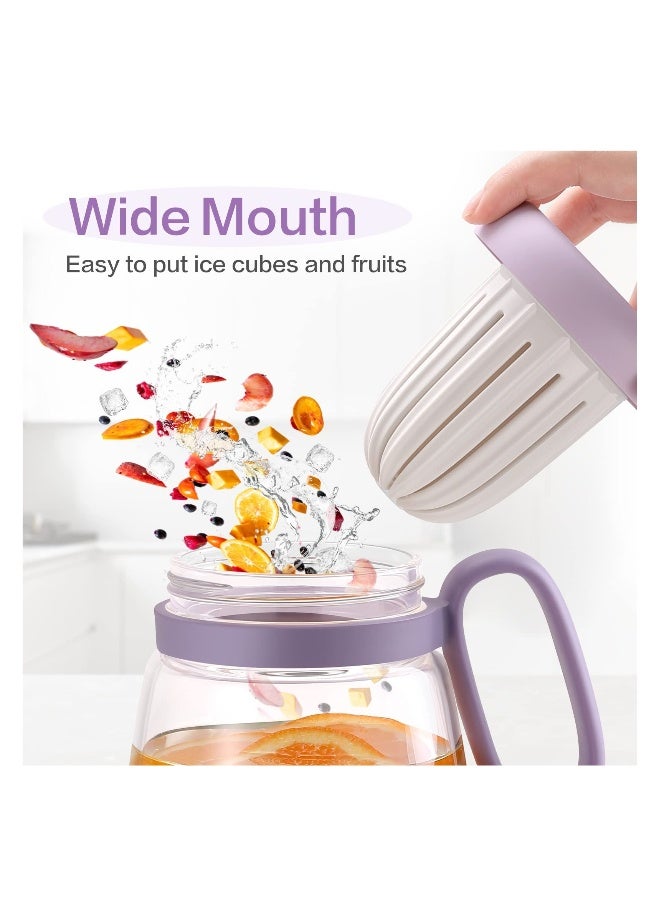 Water Glass, 29 oz Reusable Wide Mouth Smoothie Coffee Glass Water Bottles with Handle, Tea Infuser and Cartoon Straw Cover  - Image 4