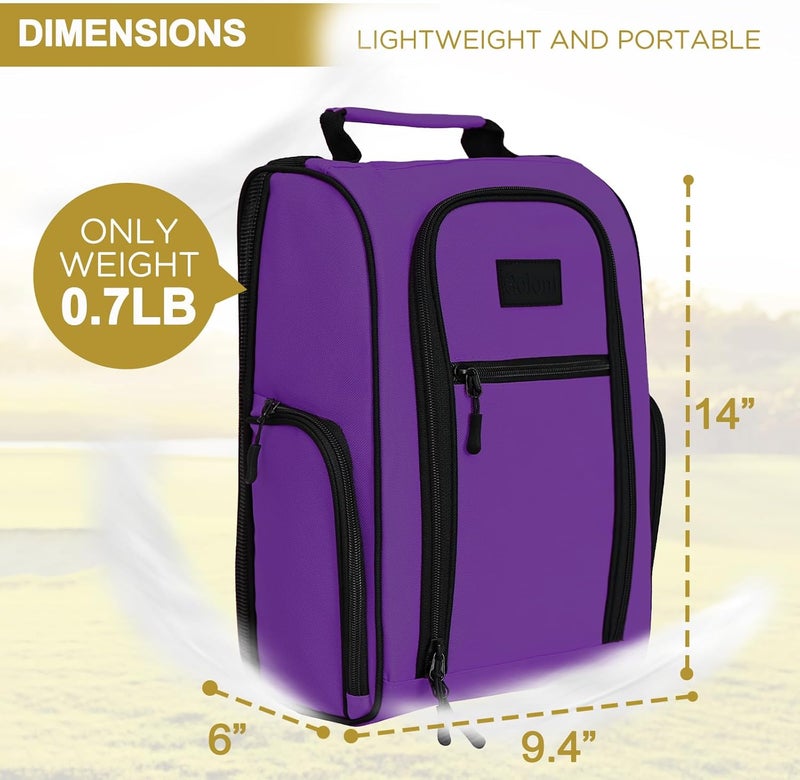 Goloni Ventilated Golf Shoe Bag Men Women Padded Travel Shoe Bag Sport Shoe Carrier Bags with Side Accessory Pockets for Socks, Tees, Golf Balls,Purple - Image 5
