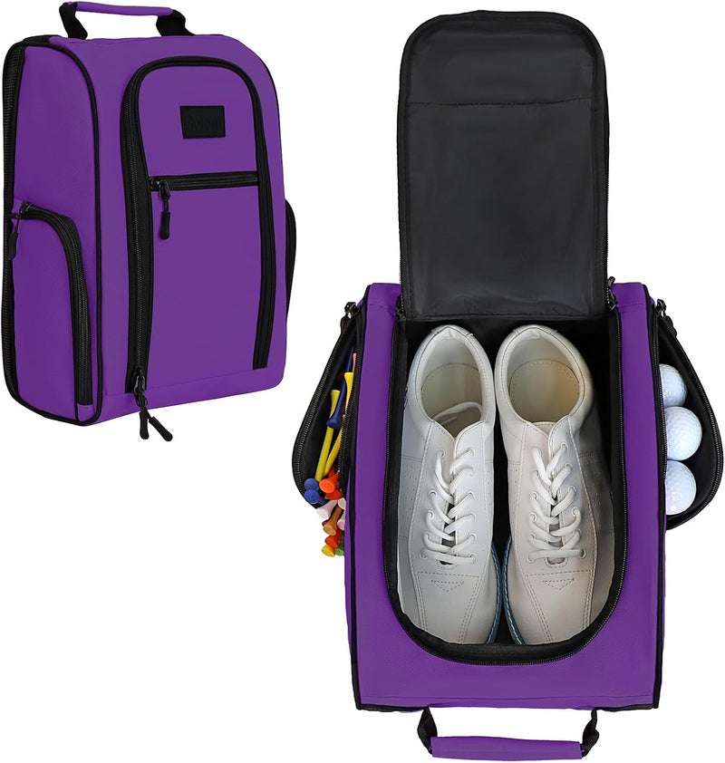 Goloni Ventilated Golf Shoe Bag Men Women Padded Travel Shoe Bag Sport Shoe Carrier Bags with Side Accessory Pockets for Socks, Tees, Golf Balls,Purple - Image 1
