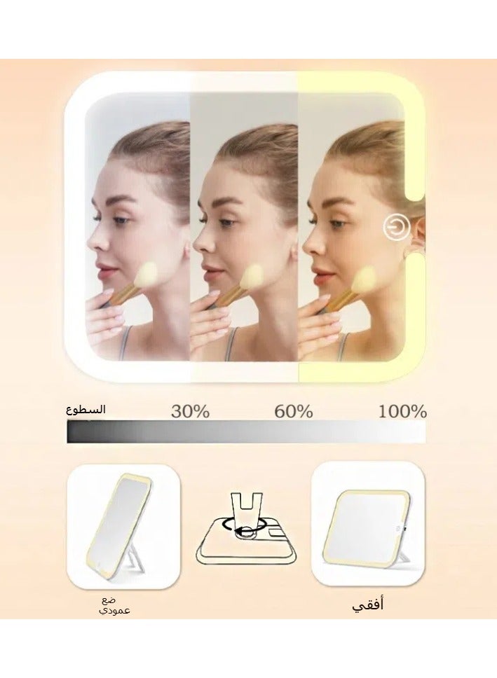 general Large capacity cosmetic case Magnetic suction with lamp mirror Removable baffle cosmetics Portable portable cosmetic travel storage case - Image 5