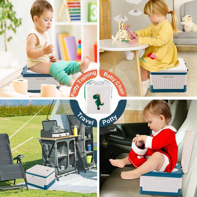 Fabulas Portable Potty for Toddler Travel, Foldable Travel Potty Training Toilet Seat for Kids Boys Girls, Emergency Mobile Toilet In Car for Camping Outdoor Indoor, with 30 Disposable Bags, Blue - Image 5