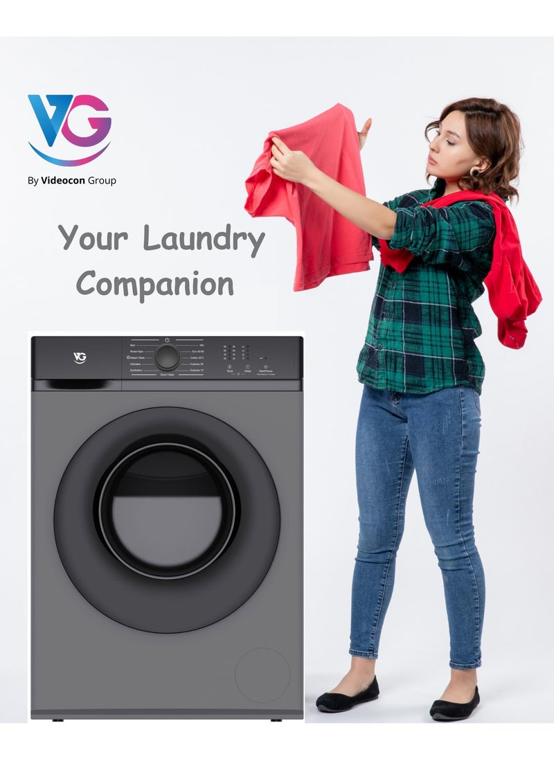 VG VG 8Kg Front Load Washing Machine with BLDC Invertor Motor, 12 Programes and 1200 RPM-VG-80FLGS  - Image 3