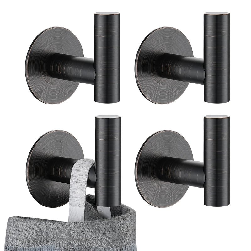 JQK Self Adhesive Towel Hook Bronze No Drill Stick on Coat Robe Clothes Wall Hook for Bathroom Kitchen Garage 4 Pack 304 Stainless Steel Oil Rubbed Bronze ATH110ORBP4 - Image 2