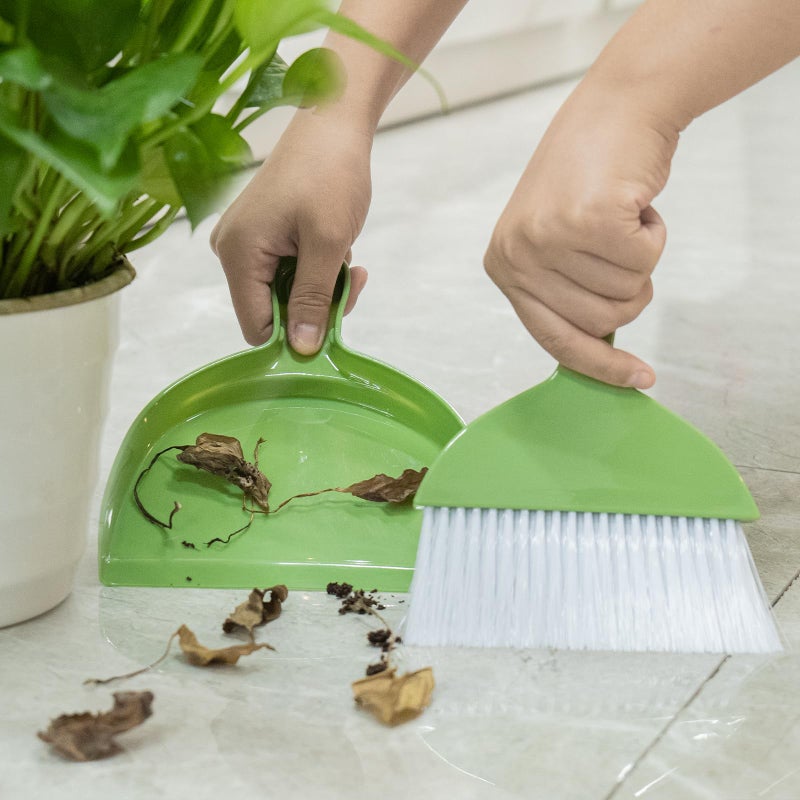 THINKLEARN 2PCS Small Broom and Dustpan Set, Mini Dust Pan and Brush, Hand Whisk for Pets, Kids, Desk, Home, Camping, Green Cleaning Supplies - Image 3