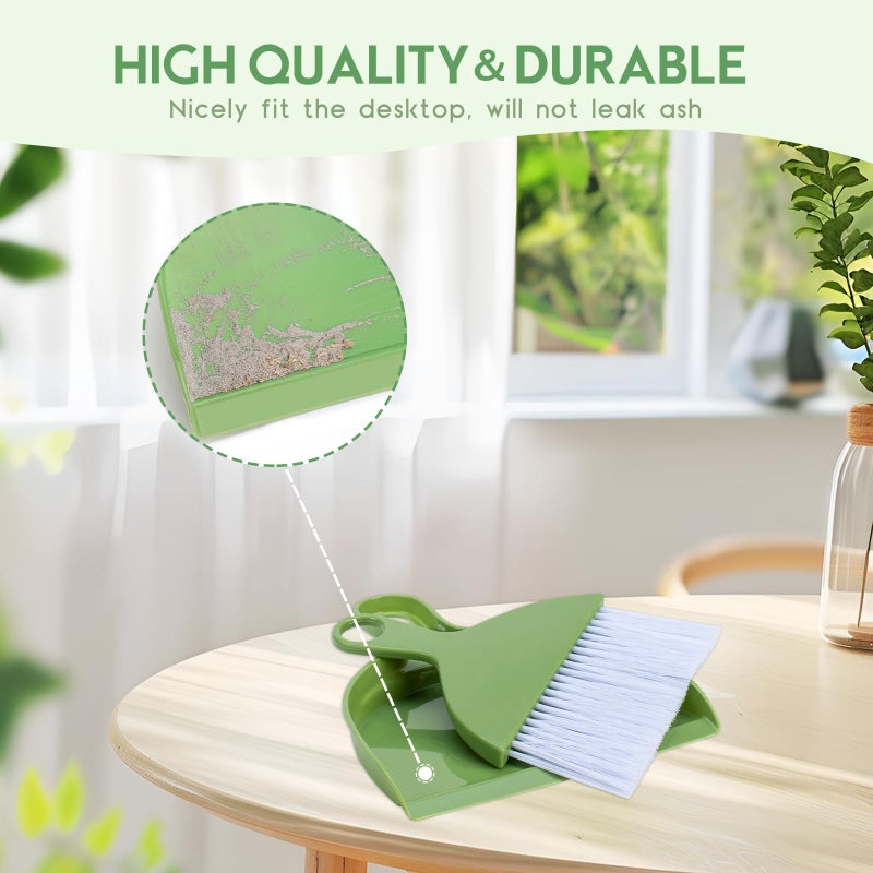 THINKLEARN 2PCS Small Broom and Dustpan Set, Mini Dust Pan and Brush, Hand Whisk for Pets, Kids, Desk, Home, Camping, Green Cleaning Supplies - Image 5