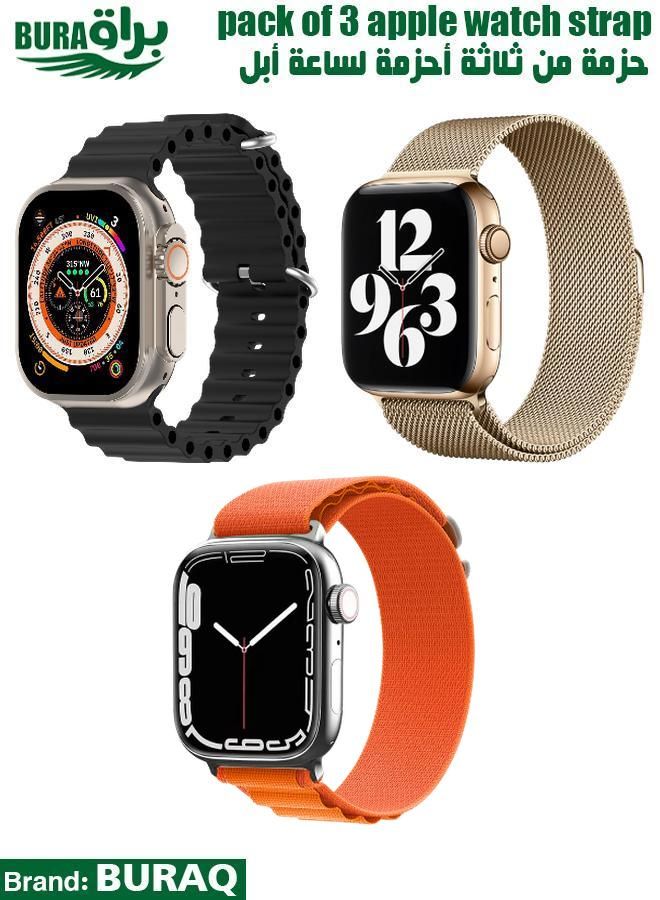 BURAQ Apple Watch Band Strap For Apple Watch Ultra 2/Ultra 49mm, Series 10 46mm, 9/8/7 45mm, SE2/SE/6/5/4 44mm, 3/2/1 42mm