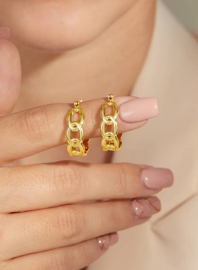 إيكوال حلق اذن نسائي دائري من الاستانلس ستيل أنيق وعالي الجودة باللون الذهبي - Image 2