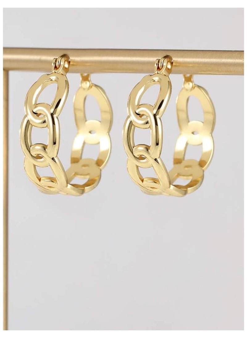 إيكوال حلق اذن نسائي دائري من الاستانلس ستيل أنيق وعالي الجودة باللون الذهبي - Image 3