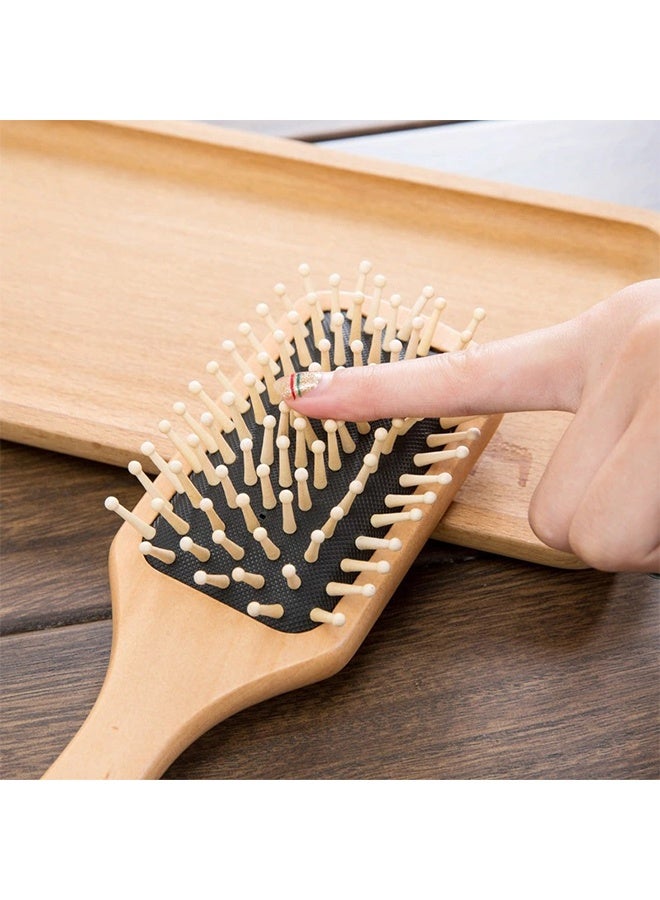 فرشاة شعر خشبية مشط كبير مع فرشاة تدليك فروة الرأس الطبيعية المستديرة للرجال والنساء جميع أنواع الشعر مقبض مصقول تفكيك وتحفيز - Image 4