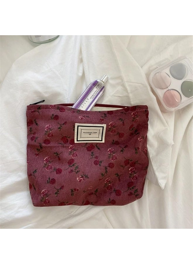 LUMYA Cosmetic Bags for Women, Travel Makeup Organizer Pouch, Multifunction Toiletry Storage Bag, Portable Zipper Handbag, Ideal Gift for Valentine and Holidays(Rose Red))  - Image 3