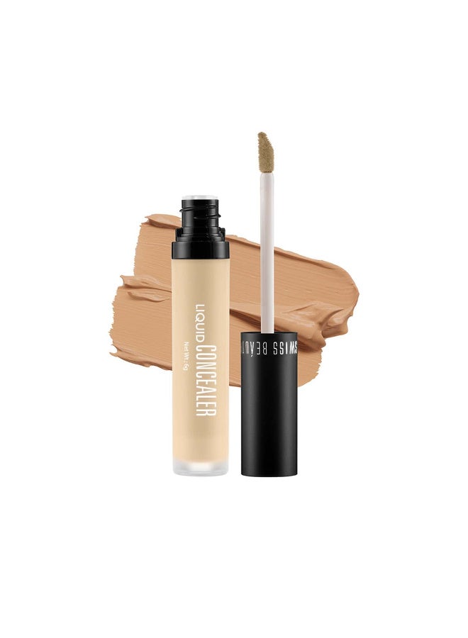 Swiss Beauty Liquid Light Weight Concealer With Full Coverage, Easily Blendable Concealer For Face Make-Up With Matte Finish | Shade- 04 Medium - Beige, 6g - Image 1