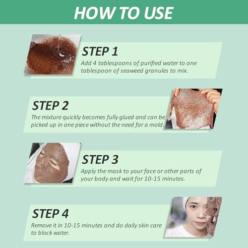 YMEYFAN Pure Natural Seaweed Collagen Face Mask Powder, Fragrance-Free, Paraben-Free, Vegan Face Mask Skincare, Algae Seed Mask for Deep Hydrating Purify, Beauty Salon Spa Use for Jelly Mask (500G/17.6oz) - Image 5