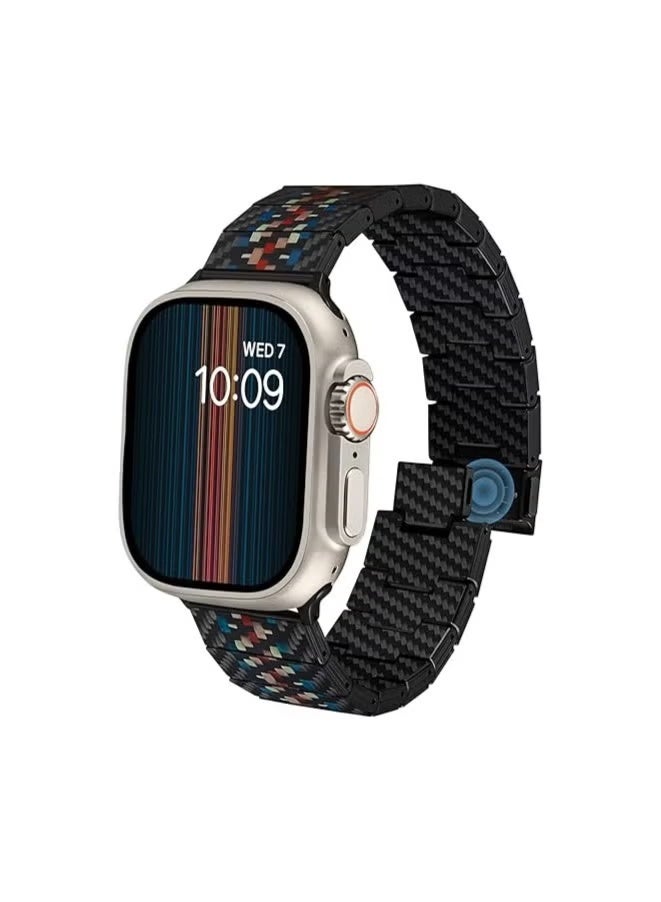 PITAKA Apple Watch Band Compatible with Apple Ultra/SE/9/8/7/6/5/4/3/2/1, Adjustable with Aramid & 100% Carbon Fiber Apple Watch Band - Modern Rhapsody - Image 1