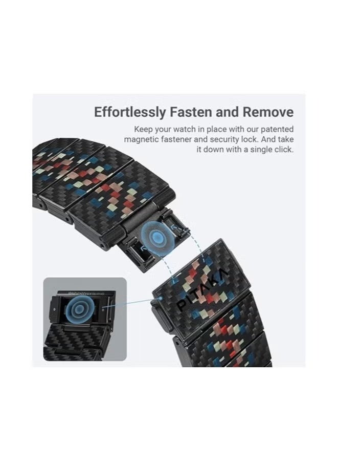 PITAKA Apple Watch Band Compatible with Apple Ultra/SE/9/8/7/6/5/4/3/2/1, Adjustable with Aramid & 100% Carbon Fiber Apple Watch Band - Modern Rhapsody - Image 4