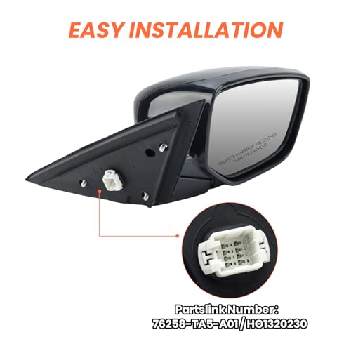 MOFOAP Passenger Side Mirror Compatible With 2008 2009 2010 2011 2012 Honda Accord Sedan LX, LX-P,Mirror with Power Glass,Non-Heated,Manual Folding Replace HO1320230(3 Pins) - Image 5