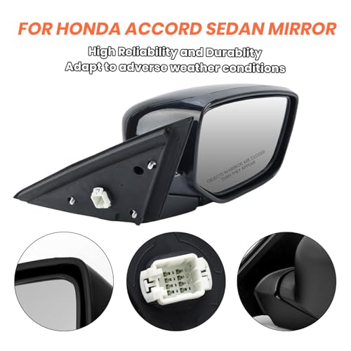 MOFOAP Passenger Side Mirror Compatible With 2008 2009 2010 2011 2012 Honda Accord Sedan LX, LX-P,Mirror with Power Glass,Non-Heated,Manual Folding Replace HO1320230(3 Pins) - Image 3