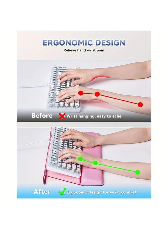 Pink Ergonomic Keyboard Wrist Rest Adjustable Height Non Slip Base Comfort Typing - Image 5