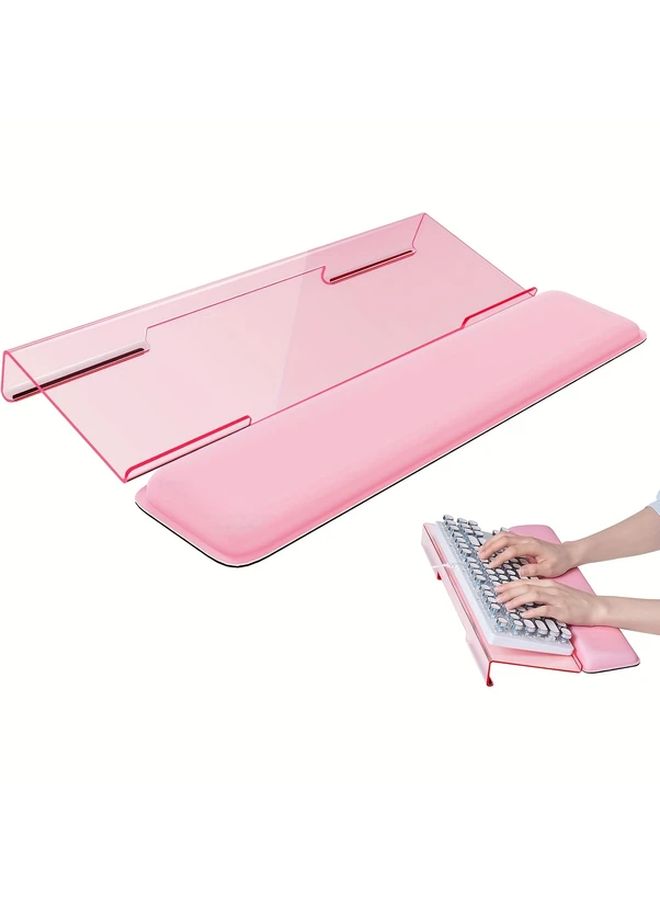 Pink Ergonomic Keyboard Wrist Rest Adjustable Height Non Slip Base Comfort Typing - Image 1