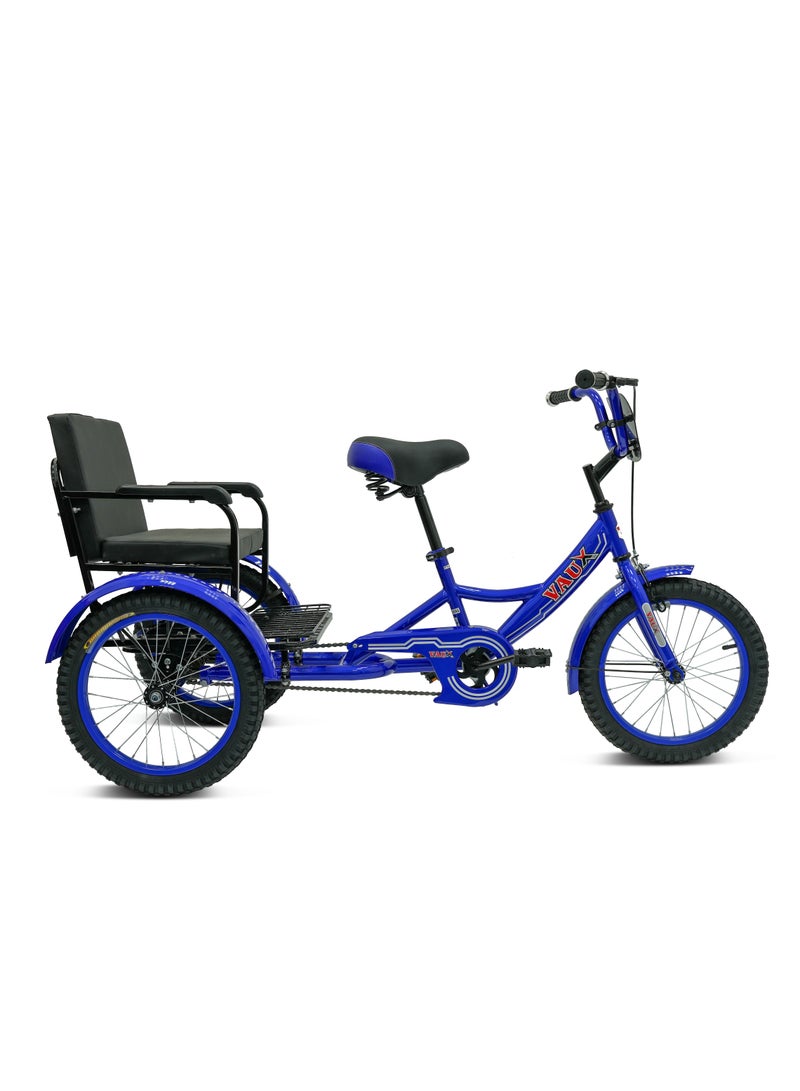 Vaux 16-Inch Sofa Tricycle – Sofa Comfortable Seat Design,Single Speed,Strong Steel Frame, Adjustable Seat, Chain Cover, 100% Assembled - Blue - Image 1