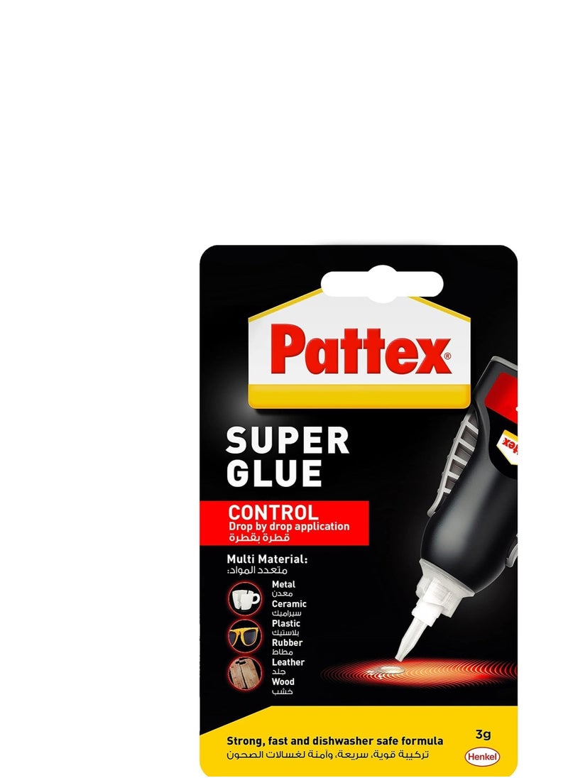 Pattex - Pattex Superglue Liquid Control | All Purpose Clear Adhesive with Precise Nozzle | Instant Invisible Repair | Compatible with Metal, Ceramic, Rubber, Leather & Wood | Dishwasher Safe | 3g (Pack of 2) - Image 1