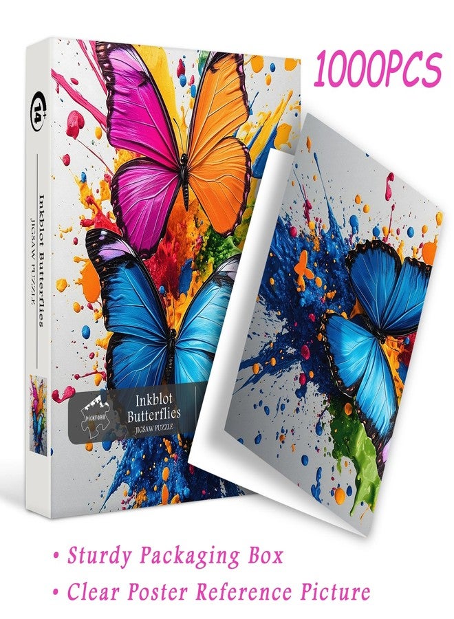 PICKFORU Butterfly Jigsaw Puzzles 1000 Pieces for Adults, Gradient Color Explosion Puzzles, Difficult Art Impossible Puzzle - Image 3