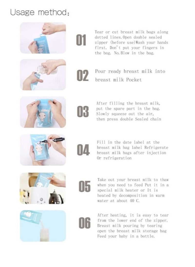 Womdee Breast Milk Storage Bags Self Standing Leak Proof Breastmilk Storage Bag - Image 4