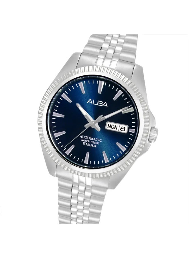 Alba AL4787X1 Automatic Men's Watch | Blue Sunray Dial | Stainless Steel Bracelet | Day-Date | Exhibition Case Back | 100M Water Resistant | 41mm - Image 2