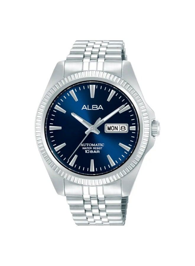 Alba AL4787X1 Automatic Men's Watch | Blue Sunray Dial | Stainless Steel Bracelet | Day-Date | Exhibition Case Back | 100M Water Resistant | 41mm - Image 1